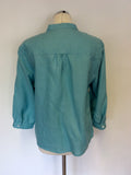 JAEGER DUCK EGG LINEN 3/4 LENGTH SLEEVE SHIRT SIZE 16
