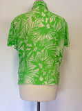 JAEGER GREEN & WHITE FLORAL PRINT SILK BLOUSE SIZE 16