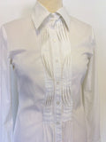 SANDWICH WHITE PLEATED TRIM LONG SHIRT SIZE 36 UK 10
