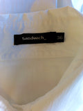 SANDWICH WHITE PLEATED TRIM LONG SHIRT SIZE 36 UK 10
