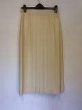 VINTAGE PAUL COSTELLOE CREAM WOOL PLEATED LONG SKIRT SIZE 14 FIT UK 10