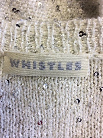 WHISTLES WHITE & SILVER SEQUIN JUMPER SIZE 10