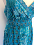 MONSOON TURQOUISE & SILVER EMBROIDERED PRINT MAXI DRESS & BOLERO CARDIGAN SIZE 18