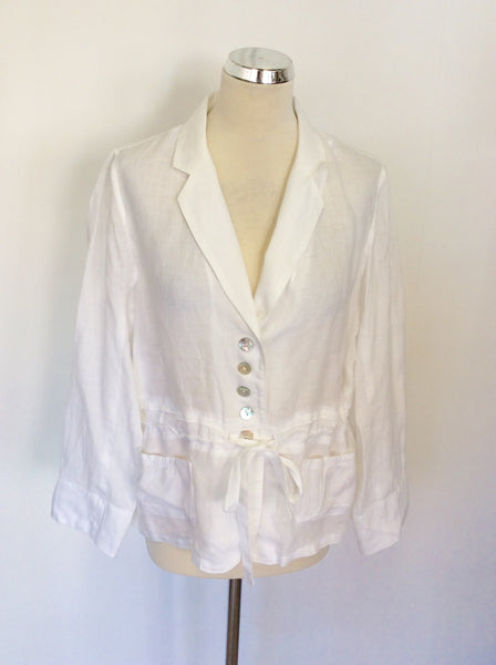 GERARD DAREL WHITE LINEN LIGHT WEIGHT LINEN JACKET SIZE 18