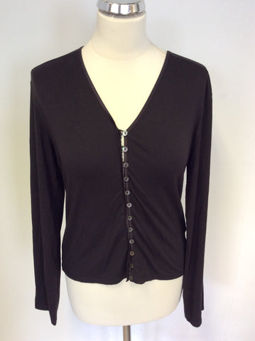 HOBBS DARK BROWN BUTTON FRONT V NECK TOP SIZE XL