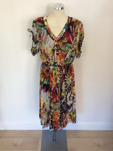 GELCO MULTI COLOURED PRINT SHORT SLEEVE DRESS SIZE 18