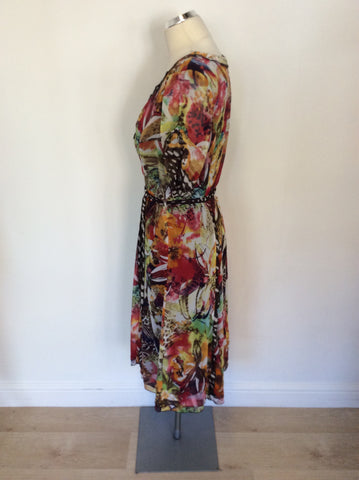 GELCO MULTI COLOURED PRINT SHORT SLEEVE DRESS SIZE 18