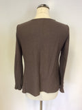 JIGSAW BROWN FRILL TRIM CARDIGAN SIZE S