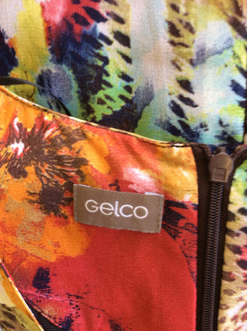GELCO MULTI COLOURED PRINT SHORT SLEEVE DRESS SIZE 18