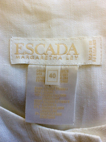VINTAGE ESCADA WHITE LINEN & SILK SHORT SLEEVE LONG DRESS SIZE 40 UK 12