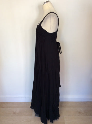 CHELSEA & THEODORE BLACK COTTON MAXI DRESS SIZE S