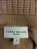 KAREN MILLEN CAMEL WOOL BLEND KNIT DRESS SIZE 3 UK S/M