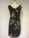 HOBBS BLACK WITH EMBELLISHED SEQUIN PRINT SILK SHIFT DRESS SIZE 14