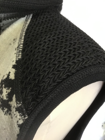 MARCCAIN SPORTS  ZIP NECK AZTEC DESIGN  WOOL FRONT STRETCH PENCIL DRESS SIZE N5 UK 16