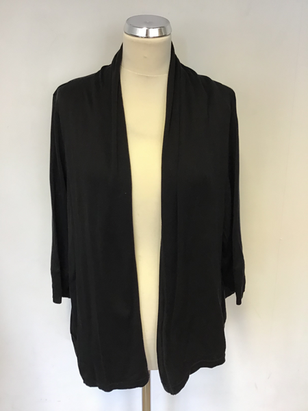 JAEGER BLACK SILK FINE KNIT CARDIGAN SIZE L