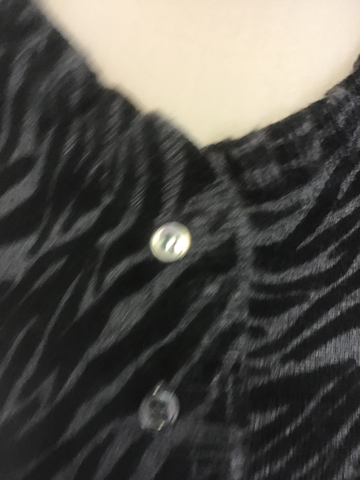 PURE COLLECTION BLACK & GREY DESIGN 100% CASHMERE FRILL EDGE CARDIGAN SIZE L