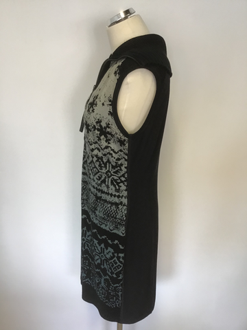 MARCCAIN SPORTS  ZIP NECK AZTEC DESIGN  WOOL FRONT STRETCH PENCIL DRESS SIZE N5 UK 16