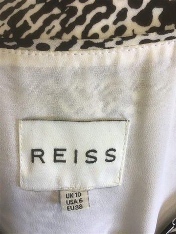 REISS CANYON BLACK & WHITE PRINT DOUBLE LAYERED FRILL DRESS SIZE 10