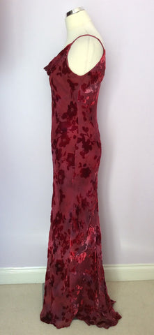 Monsoon Deep Red Floral Long Strappy Dress & Wrap Size 12 - Whispers Dress Agency - Sold - 4