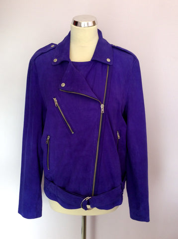 Brand New Paul Smith Purple Suede Biker Jacket Size 46 UK 14 - Whispers Dress Agency - Sold - 1