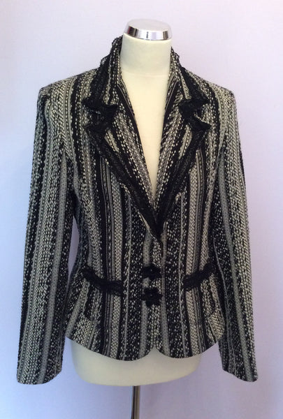 Aria Black & White Wool Blend Weave Jacket Size 12 - Whispers Dress Agency - Sold - 1