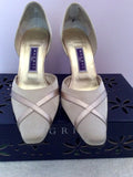 Magrit Pale Gold/Beige Satin & Leather Trim Heels Size 3/36 - Whispers Dress Agency - Womens Heels - 2