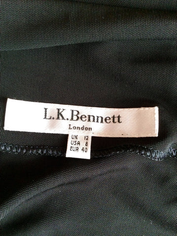 LK Bennett Black Tann Drape Dress Size 12 - Whispers Dress Agency - Sold - 4