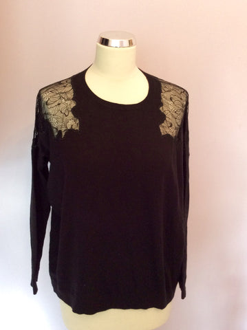 Whistles Black Lace Shoulder Jumper Size 6 - Whispers Dress Agency - Sold - 1