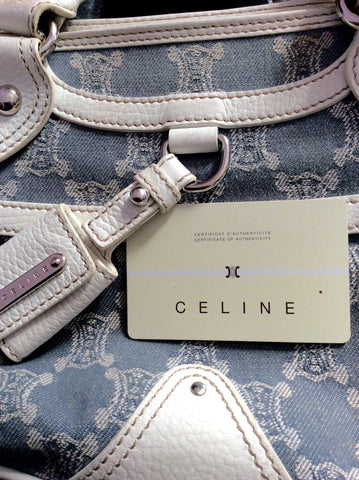 Celine White Leather & Blue/Grey Denim Bag - Whispers Dress Agency - Sold - 3