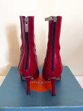 Karen Millen Red Leather Ankle Boots Size 4/37 - Whispers Dress Agency - Sold - 3