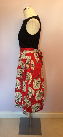Closet Black Top & Red Floral Skirt Dress Size 12 - Whispers Dress Agency - Sold - 2
