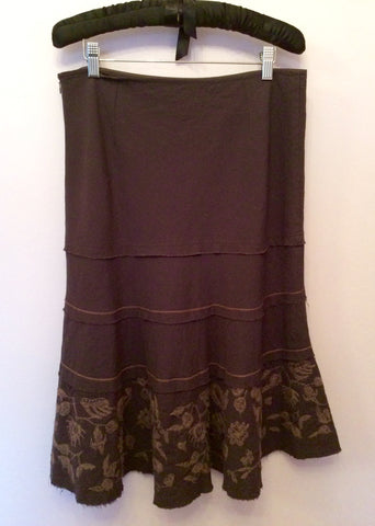 Jigsaw Brown Embroidered Wool Skirt Size 12 - Whispers Dress Agency - Sold - 2