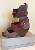 All Saints Brown Suede & Leather Peeptoe Eos Boots Size 5/38 - Whispers Dress Agency - Sold - 6