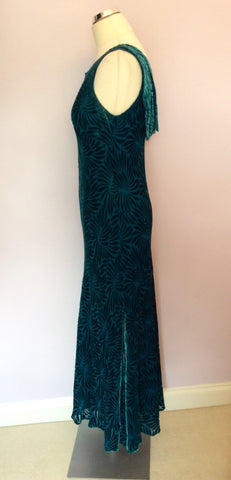 Country Casuals Kingfisher Green Beaded Trim Dress Size 14 - Whispers Dress Agency - Sold - 3