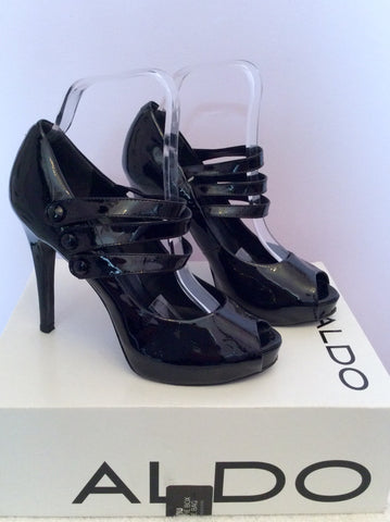 Aldo Black Patent Leather Peeptoe Mary Jane Heels Size 5/38 - Whispers Dress Agency - Womens Heels - 2