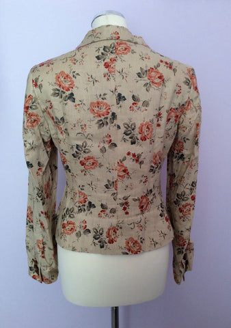 Ronit Zilkha Beige Floral Print Linen Jacket & Skirt Suit Size 10 - Whispers Dress Agency - Sold - 4