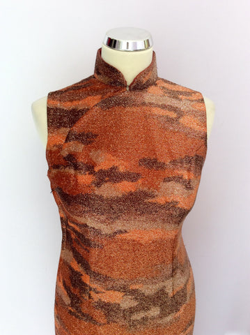 Vintage Orange & Brown Sparkle Long Dress Size 10 - Whispers Dress Agency - Sold - 2