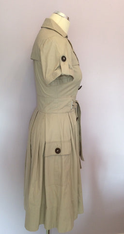 Zara Beige Cotton Double Breasted Tie Waist Coat Dress Size XS - Whispers Dress Agency - Sold - 2
