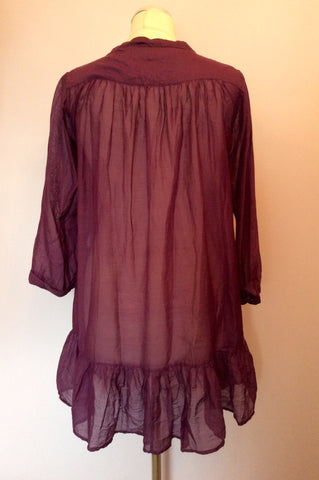 DAY BY BIRGER ET MIKKELSEN PURPLE COTTON & SILK SMOCK TUNIC TOP SIZE 34 UK XS - Whispers Dress Agency - Womens Tops - 4