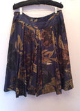Essentiels Antwerp Dark Blue & Brown Floral Print Silk Skirt Size 12 - Whispers Dress Agency - Womens Skirts - 2