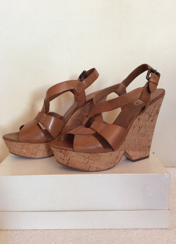 Ash Tan Leather Platform Wedge Heel Sandals Size 6/39 - Whispers Dress Agency - Womens Sandals - 2
