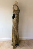 NAZZ COLLECTION GOLD SEQUINED WITH BLACK BOW LONG EVENING DRESS SIZE 12 - Whispers Dress Agency - Sold - 7