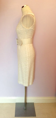 ZARA CREAM BROIDERY ANGLAISE PENCIL DRESS SIZE M UK 10 - Whispers Dress Agency - Womens Dresses - 3