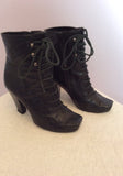 John Rocha Black Lace Up Ankle Boots Size 3/36 - Whispers Dress Agency - Womens Boots - 2