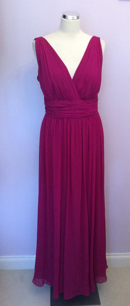 Brand New Laura Ashley Dark Pink Silk Maxi Dress Size 16 - Whispers Dress Agency - Sold - 1