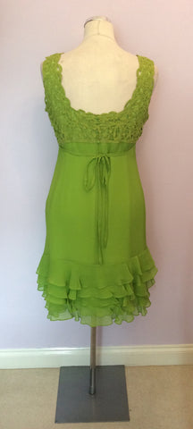 COAST LIME GREEN APPLIQUE TOP SILK DRESS SIZE 12 - Whispers Dress Agency - Womens Dresses - 3