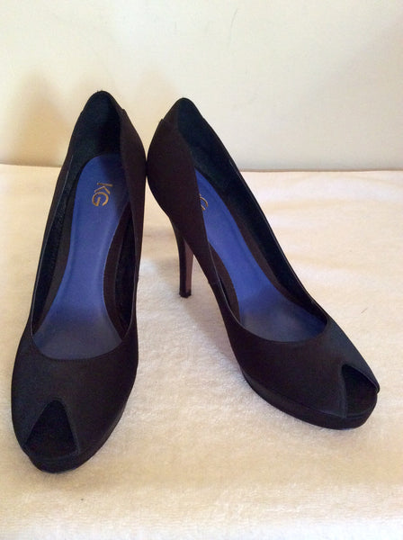 Kurt Geiger Black Satin Peeptoe Heels Size 6/39 - Whispers Dress Agency - Womens Heels - 1