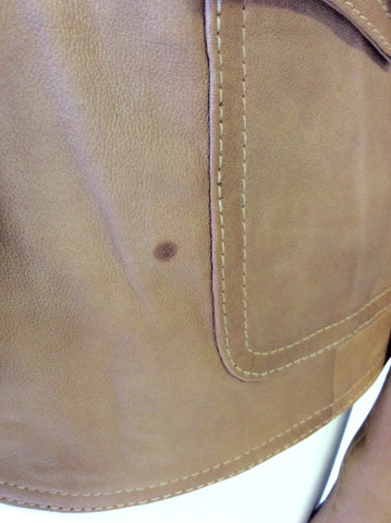 DUMANNI TAN SOFT LEATHER JACKET SIZE XL - Whispers Dress Agency - Womens Coats & Jackets - 4