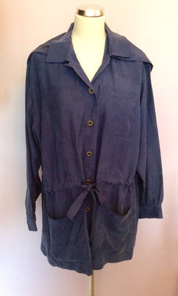 Vintage Jaeger Blue Silk Hooded Jacket Size M - Whispers Dress Agency - Womens Vintage - 1