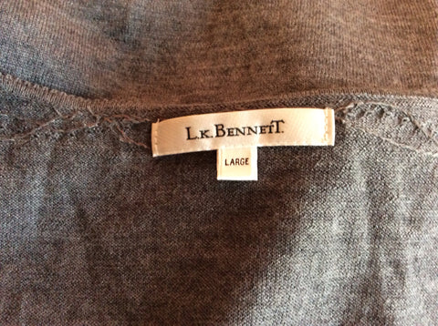 LK Bennett Grey Wool Beaded Bow Trim Cardigan Size L - Whispers Dress Agency - Womens Knitwear - 3